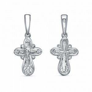 Крест из серебра литье с фианитом