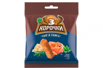 «3 Корочки», сухарики со вкусом сёмги с сыром, 40 г