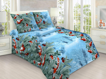 Наволочка Снегири 3D бязь