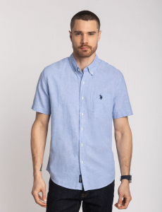 SHORT SLEEVE SOFT LINEN BLEND SHIRT