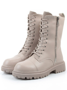 04-PAX83-2Z GRAY/BEIGE Ботинки зимние женские (натуральная кожа, 100% шерсть)