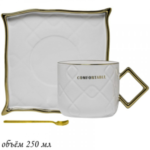 106-119 Чашка  210 мл с блюдцем и ложкой в под.уп.(х36)Фарфор