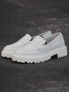 03-PDD178-1 GRAY WHITE Лоферы женские (натуральная кожа)