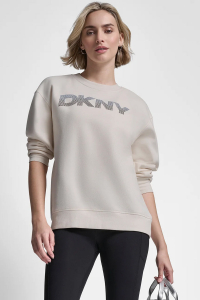 OMBRE RHINESTONE LOGO CREW NECK PULLOVER