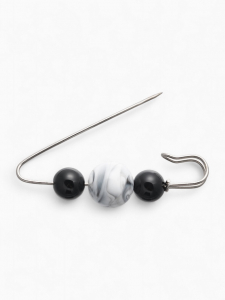 Булавка «Планеты» 8 см, чёрно-белая в серебре