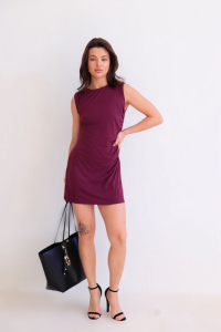 16018 Платье-мини с защипами в бордовом оттенке (остаток: 46, 48)