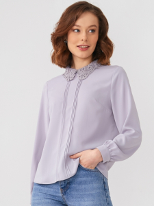 Блузка с кружевным воротником OD-861-4 светло-сиреневый