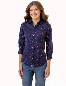 DOT PRINT LONG SLEEVE POPLIN SHIRT