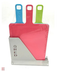 Доска разделочная с ручкой-маркером на подставке 3шт