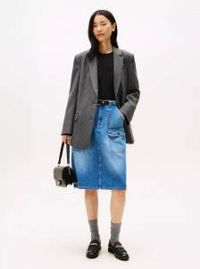 Denim Midi Utility Skirt