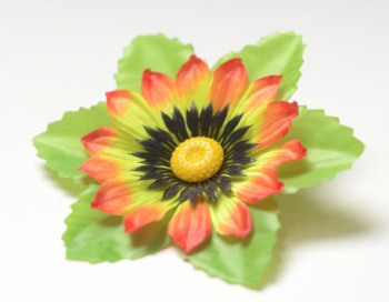 Искусственные цветы, Голова герберы на листе для ветки, венка