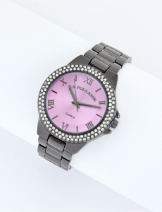 LADIES GUNMETAL EMBELLISHED WATCH