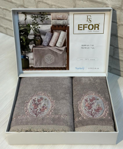 Набор полотенец EFOR из 2-х предметов (50*90 и 70*140) CICEK ARISI кофейный KAHVE