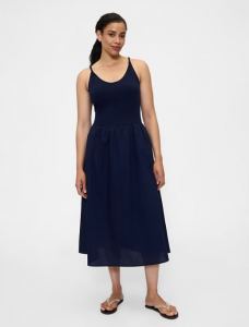 Twist-Strap Scoopneck Midi Dress
