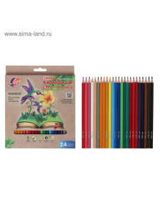 Карандаши цветные 24 цвета ZOO, пластиковые, шестигранные