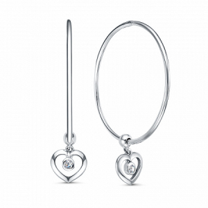 Серьги с фианитом родированные серебро 925*