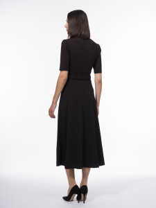 Комбинированное платье с воротником-стойкой и рукавом 1/2