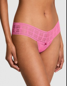 Plaid Lace Thong Panty