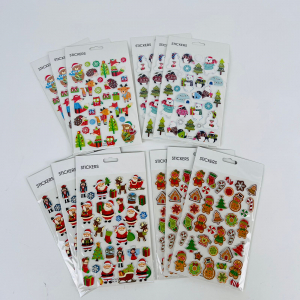 Наклейки новогодние объемные (12 шт в уп) (арт. P123) в ассортименте