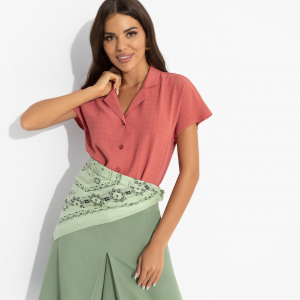 Блуза в мелкую клетку, Стильный автограф (терракотовая)