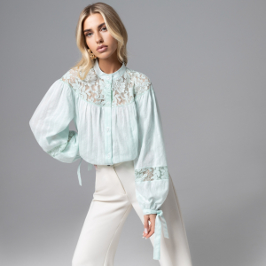 Рубашка из хлопка в стиле бохо, Лучше других (нежная мята)