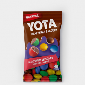 «Yota», драже молочный шоколад в цветной глазури, 40 г (упаковка 20 шт)