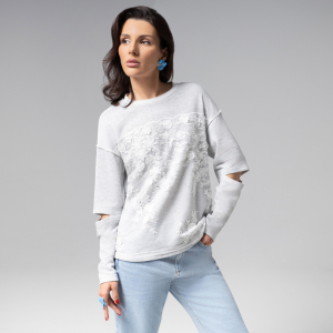 Лонгслив с разрезами на рукавах, Образ решает (grey)