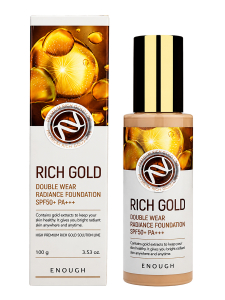 Enough Тональная основа для лица с золотом N23 / Premium Rich Gold Double Wear Radiance Foundation SPF50+ PA+++, бежевый, 100 г