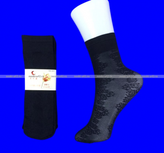 Носки женские капрон черные в цветочек арт. 301