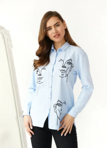 Женская рубашка с вышивкой лица First Way