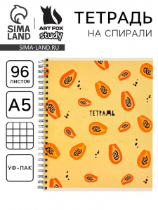 Тетрадь в клетку «Фрукты», А5, 96 листов на спирали