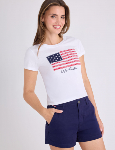 BANDANA FLAG APPLIQUE SEMI SCOOP T-SHIRT