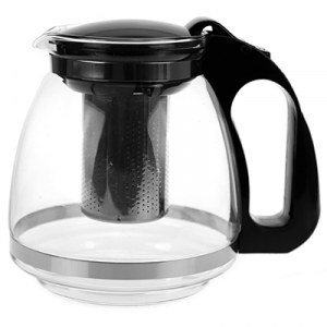 Чайник заварочный 1,5л h15,5см, стеклянная колба, пластмассовый корпус, ситечко нержавеющая сталь, д/горла-9см, д/основания-10см, подарочная упаковка (Китай)