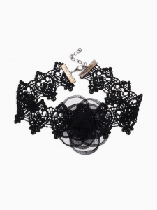 Чокер «Танго» цветок в ажуре, цвет чёрный, 30 см