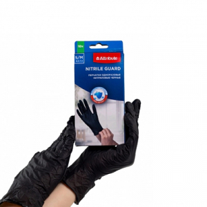 Перчатки NITRILE GUARD одноразовые нитриловые S/M 10шт черные