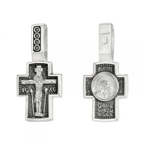 Крест (Бгр.Казанская) из серебра литье частичное чернение