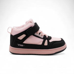 Кроссовки высокие демисезонные А7778-33 черно розовые