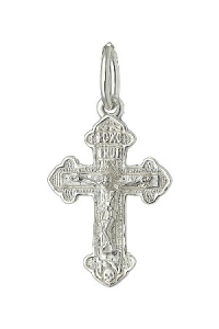 Крест из серебра литье белый