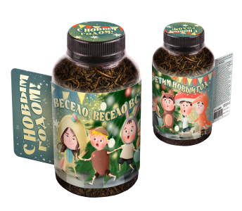 Баночка чая, ВЕСЕЛО ВСТРЕТИМ НГ, чай чёрный крупнолистовой, 60 г., TM Prod.Art