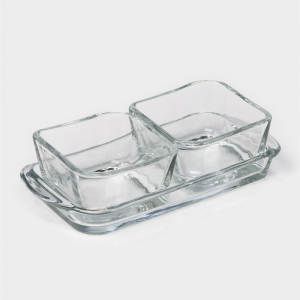 Менажница BAROQUE, 15?7.5 см, 2+1, стекло, прозрачная