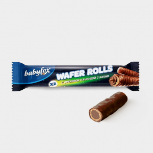 «BabyFox», трубочки Wafer Rolls с ореховой начинкой и какао, 16 г (упаковка 26 шт)