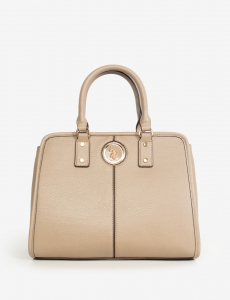 SOLID ENAMEL SATCHEL BAG WITH CROSSBODY STRAP