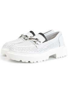 03-PDD153-1 WHITE Лоферы женские (натуральная кожа)