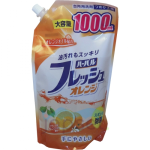 Mitsuei Средство для мытья посуды, овощей и фруктов с ароматом апельсина, мягкая упаковка, 1000 мл