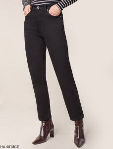 Джинсы mom-fit на флисе