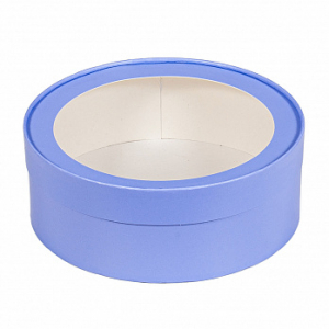 Коробка для зефира круглая с окном 20*7 см, лавандовая