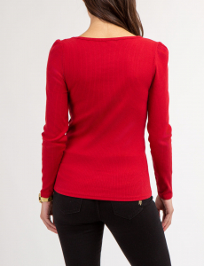 LONG SLEEVE SQUARE NECK RIBBED TOP