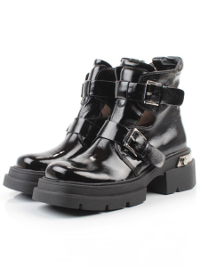 01-D1-8071 BLACK Ботинки демисезонные женские (натуральная кожа, байка)