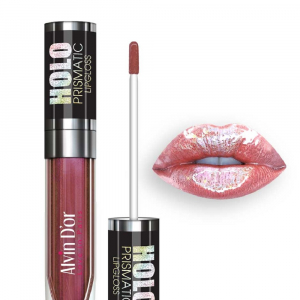 Блеск для губ HoloPrismatic Alvin D`or фиолетовый  15 пыльная роза голографический эффект