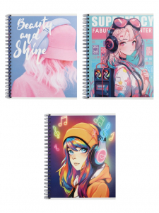 Тетрадь 96 листов в клетку, на гребне, 